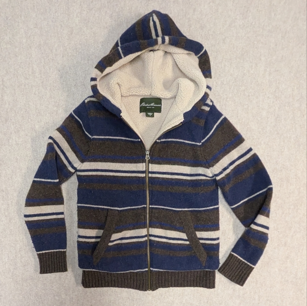 Eddie Bauer Lambs wool Zip Up Women's Sweater Jacket Layering Warm & Cozy Size S